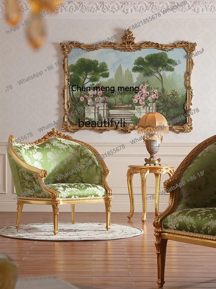 X A French Furniture Comb Chair Villa European Style Living Room Fabric Craft Leisure Chair Single-Seat Sofa Chair