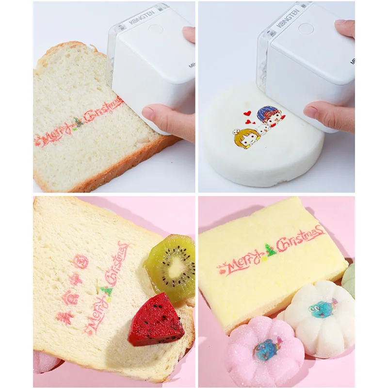 Imagem -03 - Mini Impressora de Alimentos Sistema Multilíngue Impressora a Jato de Tinta Portátil Café Flor Bolo Macaroon Padrão Pessoal Portátil Pequeno