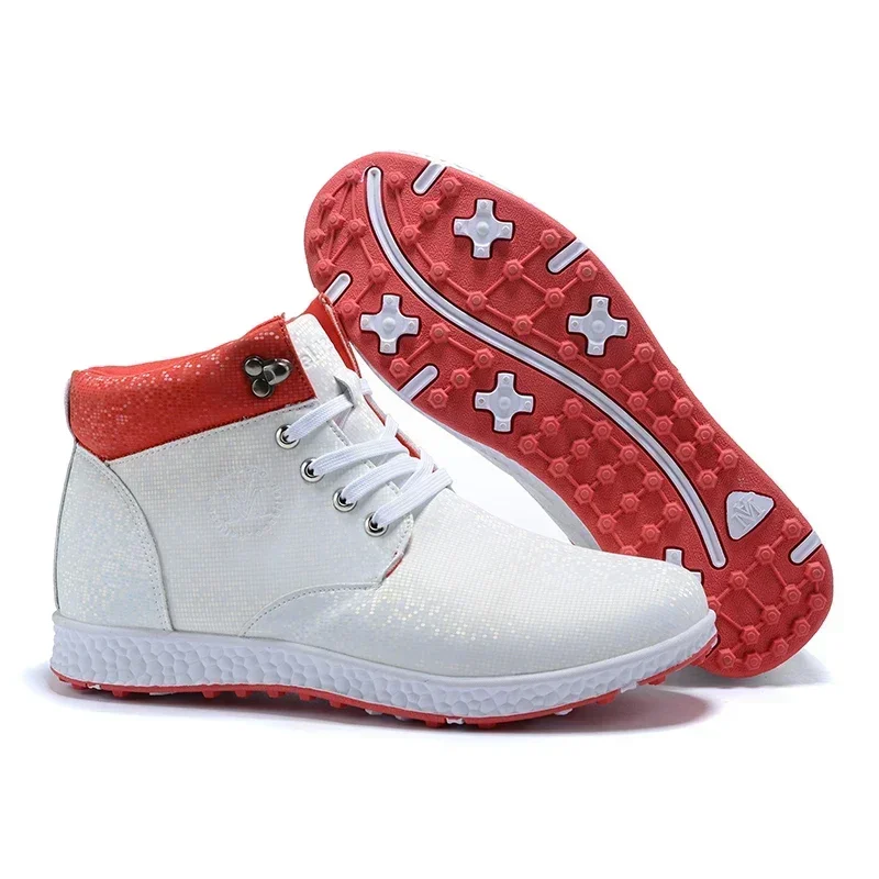 Profesjonalne buty golfowe damskie zimowe buty do golfa outdoorowe trampki Outdoor antypoślizgowa wysoka kostka damskie buty sportowe Golf Turf