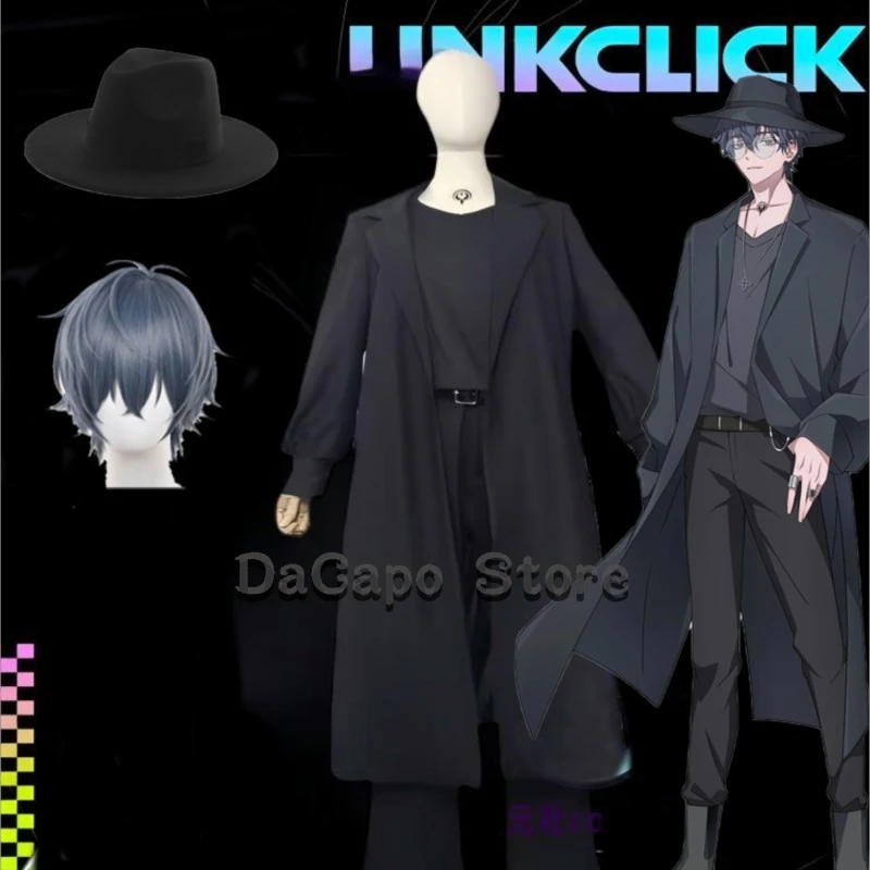

Anime Link Click S2 Liu Xiao Xavier Cosplay Costume Wig Black Coat Trench Decors Halloween Expo Con Cosplay Ou