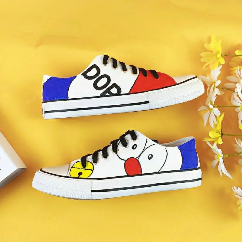 Kawaii Anime Doraemon Canvas Shoes Cartoon New Men Women Summer Low Help Sneakers Graffiti Versatile Couple Shoes Birthday Gift