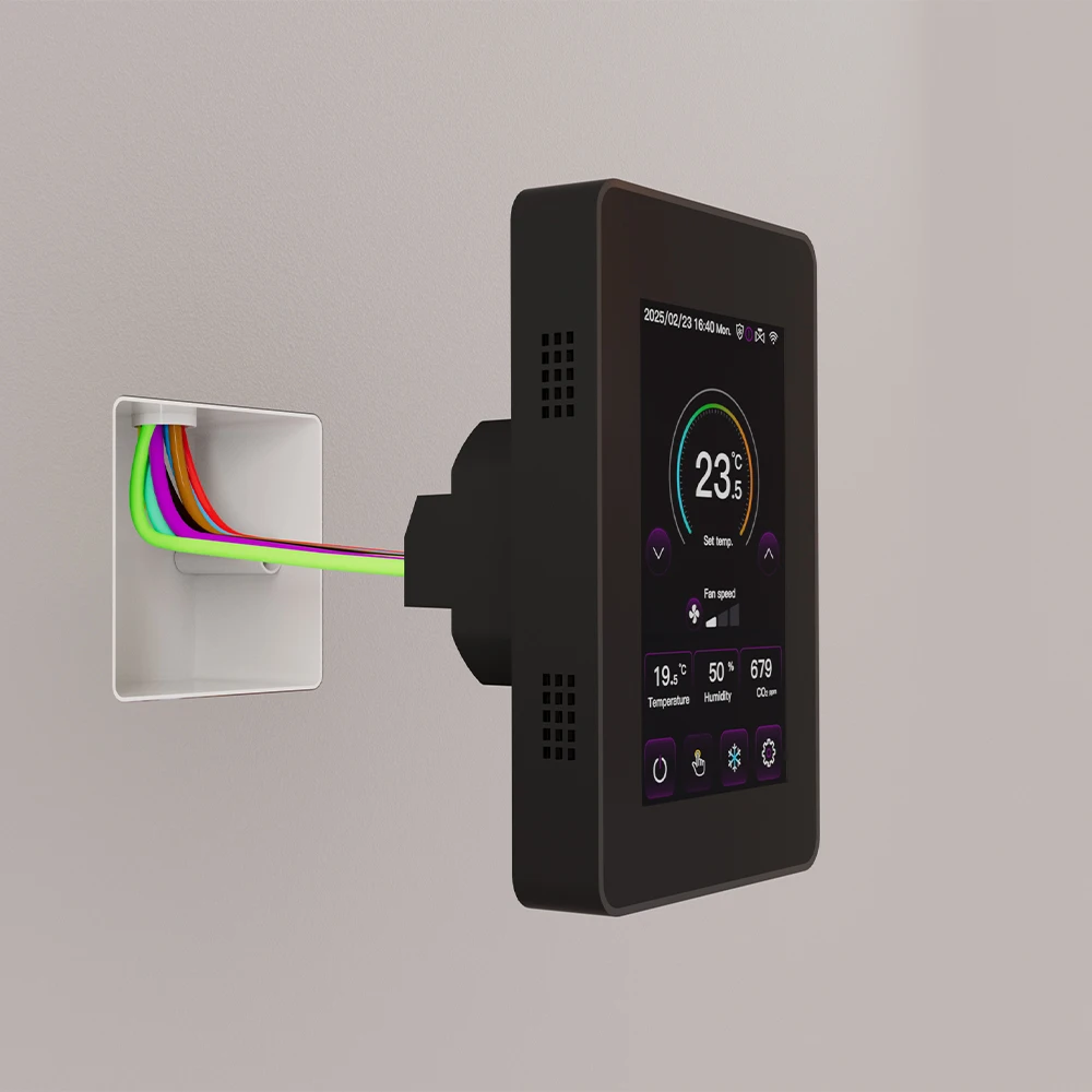 LCD Color Screen Thermostat for 2 Pipes 4 Pipes air Conditioner with CO2 Sensors Modbus WIFI Smart HVAC Controller