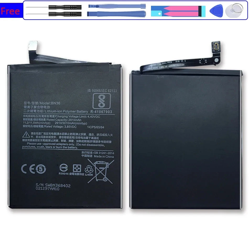 Battery BN36 3010Mah For Xiaomi Mi 6X A2 Mia2 High Quality Phone Replacement Batteries