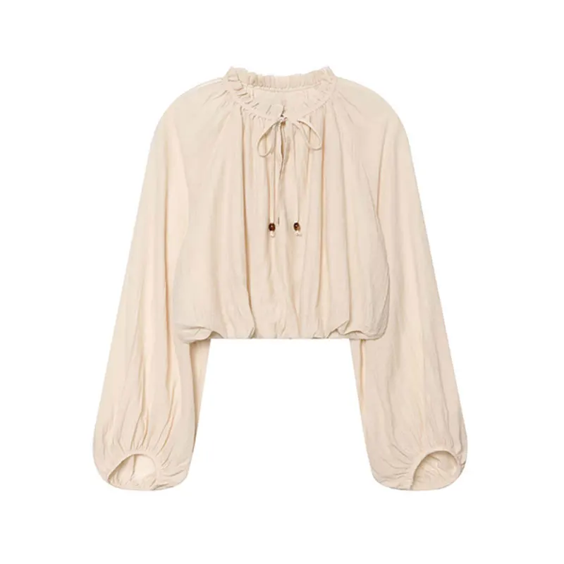 NLZGMSJ 2026 Summer Casual Women Suit O-neck Wrinkle Effect Short Blouse Zipper Long Straight Skirt Fashion Holiday Sets