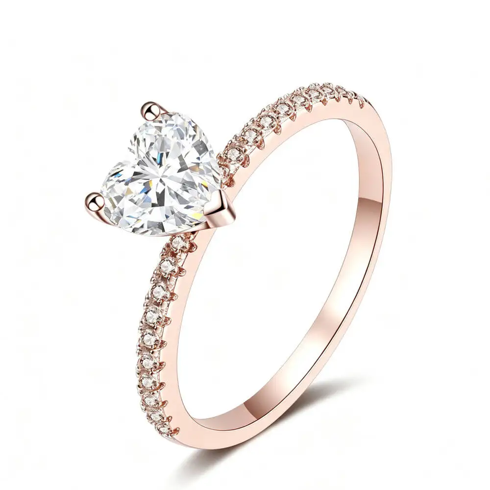 925 Sterling Silver Heart Cut Three Prong Thin Band Ring D VVS1 Moissanite Multi Tone Romantic Engagement Fine Jewelry For Women