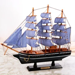 Marine Nautical Creative Wooden Sailboat Mode Room Decor Figurines Miniatures Mediterranean Style Ship Small Boat Ornaments Gift