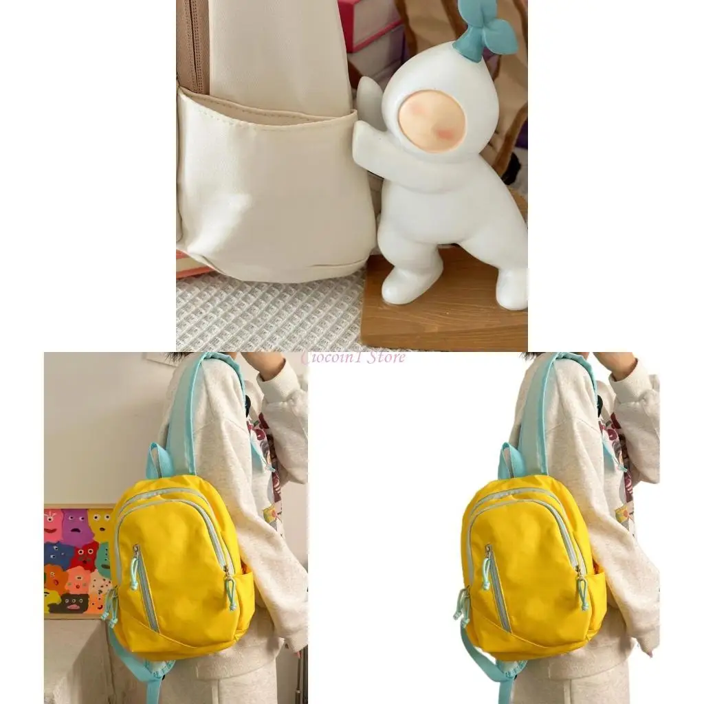 

Y1UB Korean Contrast Color Backpack Book Bag for School Student with Large Capacity