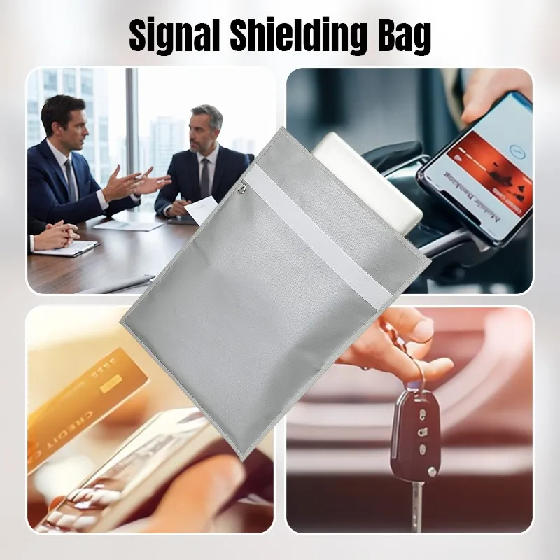 Silver Faraday Bags RFID Signal Blocking Shielding Pouch Cell Phone Blocker Car Key Earaday Bag for Laptops Tablets Mobile Phon