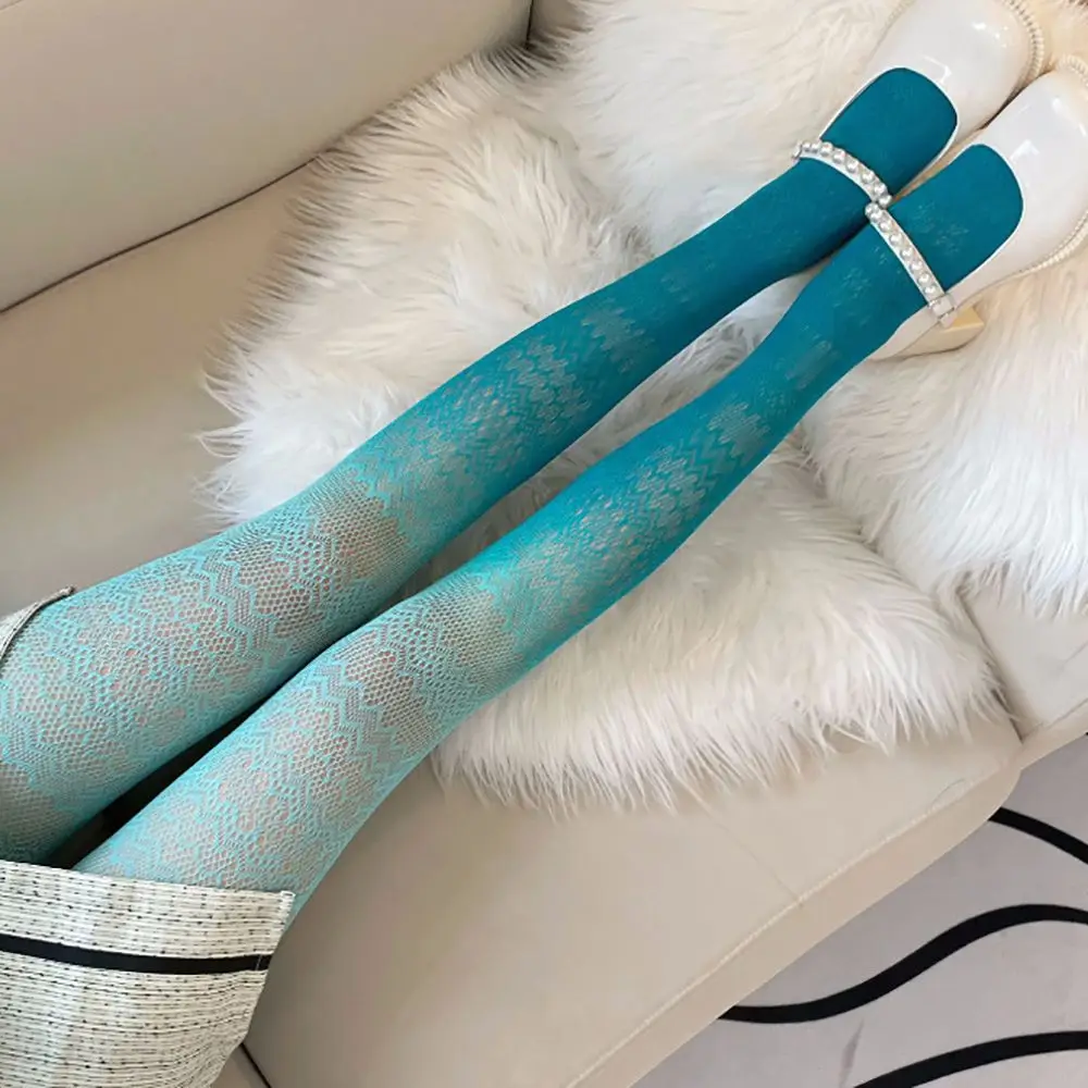 Thin Trendy Sexy Student Gradients Female Nylon Wavy Pattern Mesh Pantyhose Women Stockings Female Hosiery Lolita Tights