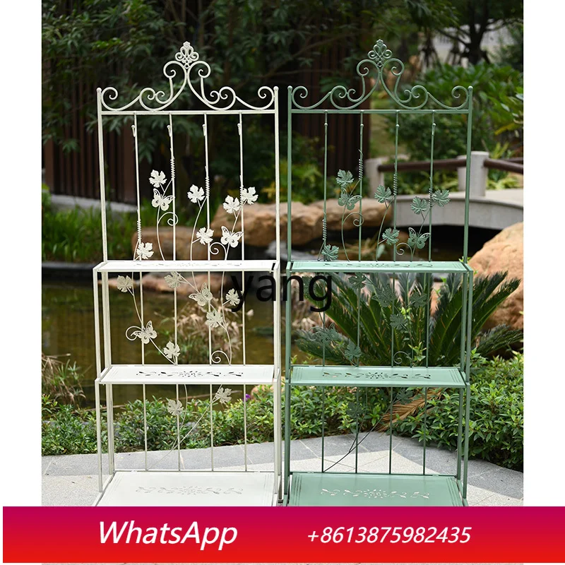 

LMM retro wrought iron flower stand, indoor and outdoor balcony courtyard floor rack