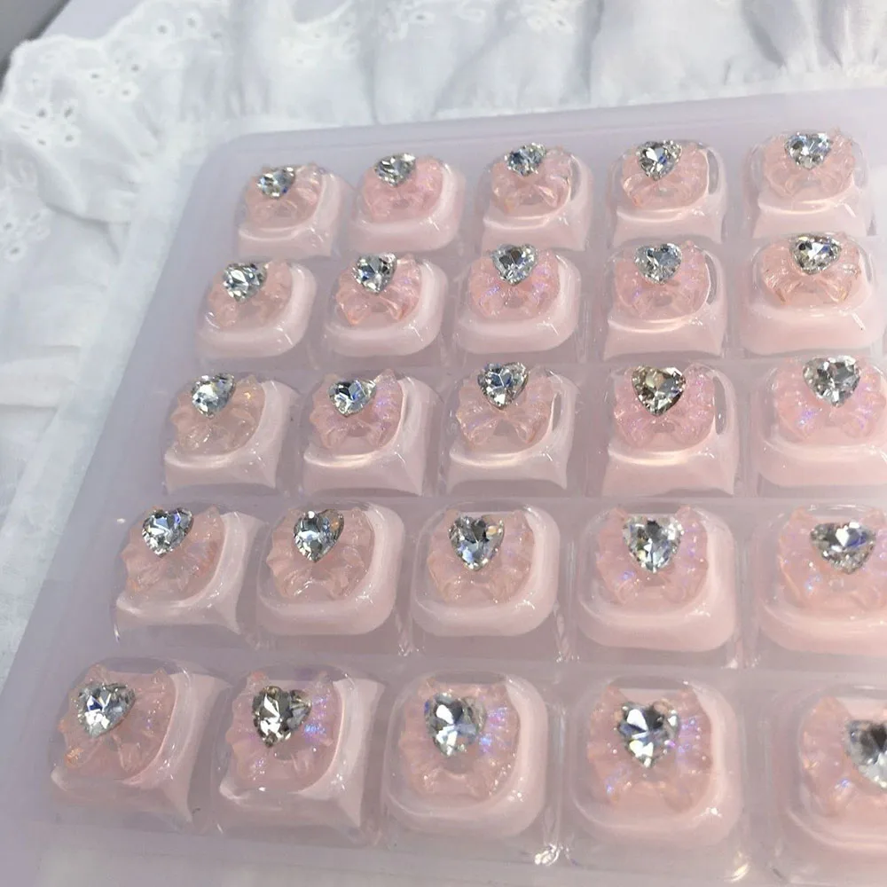 Pink Heart Rhinestone Bow Artisan Keycap 1U Custom Key Cap Mechanical Keyboard ESC Keycap Girl Gaming Keyboard Accessory Gift