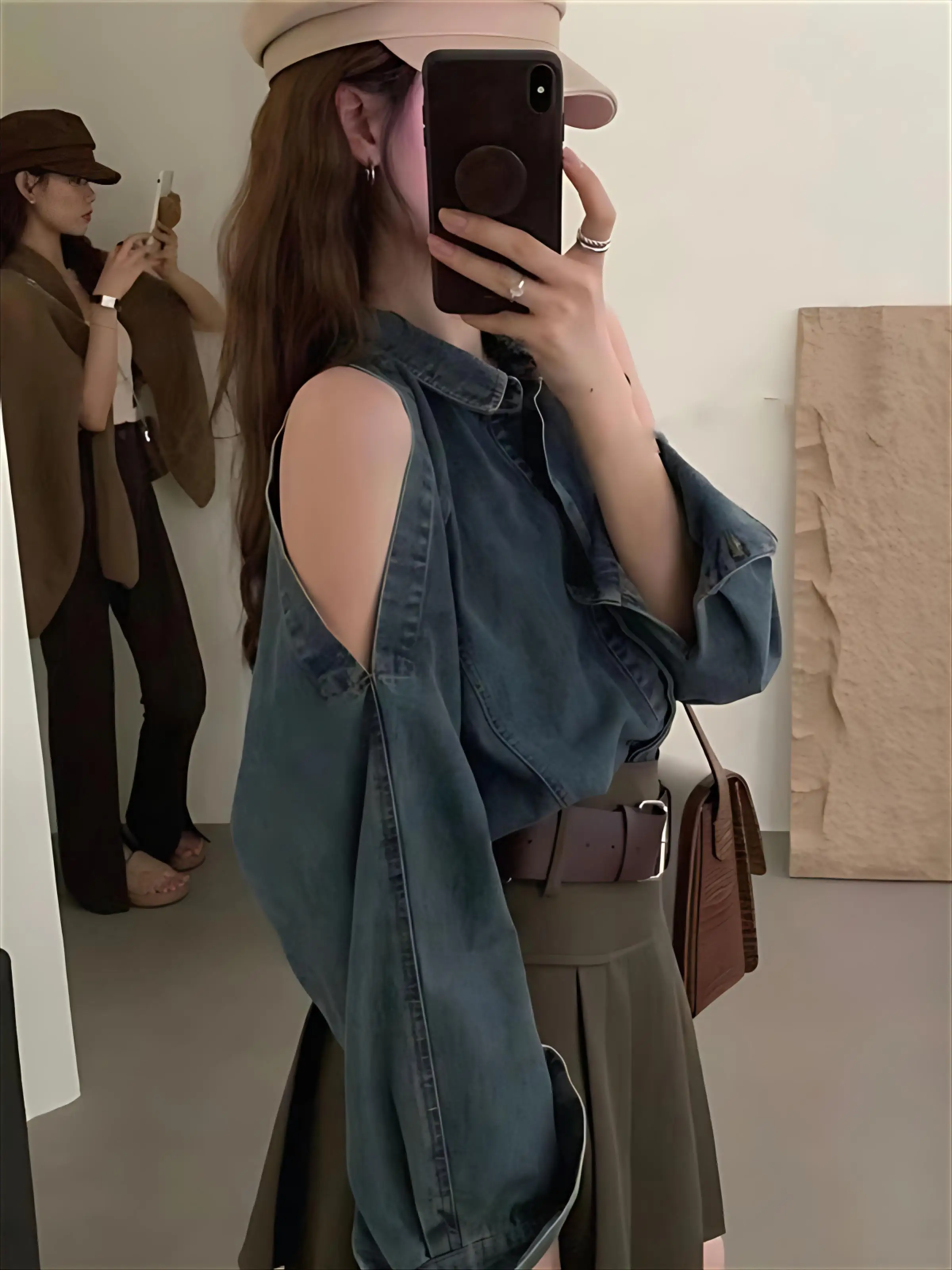 Abrigos vaqueros largos para mujer, primavera juvenil, Tweed, cinturón, Festival a juego, encaje en capas, fajas raglán de estilo francés, dopamina