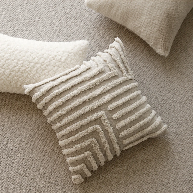 Cream throw pillow sofa living room light luxury