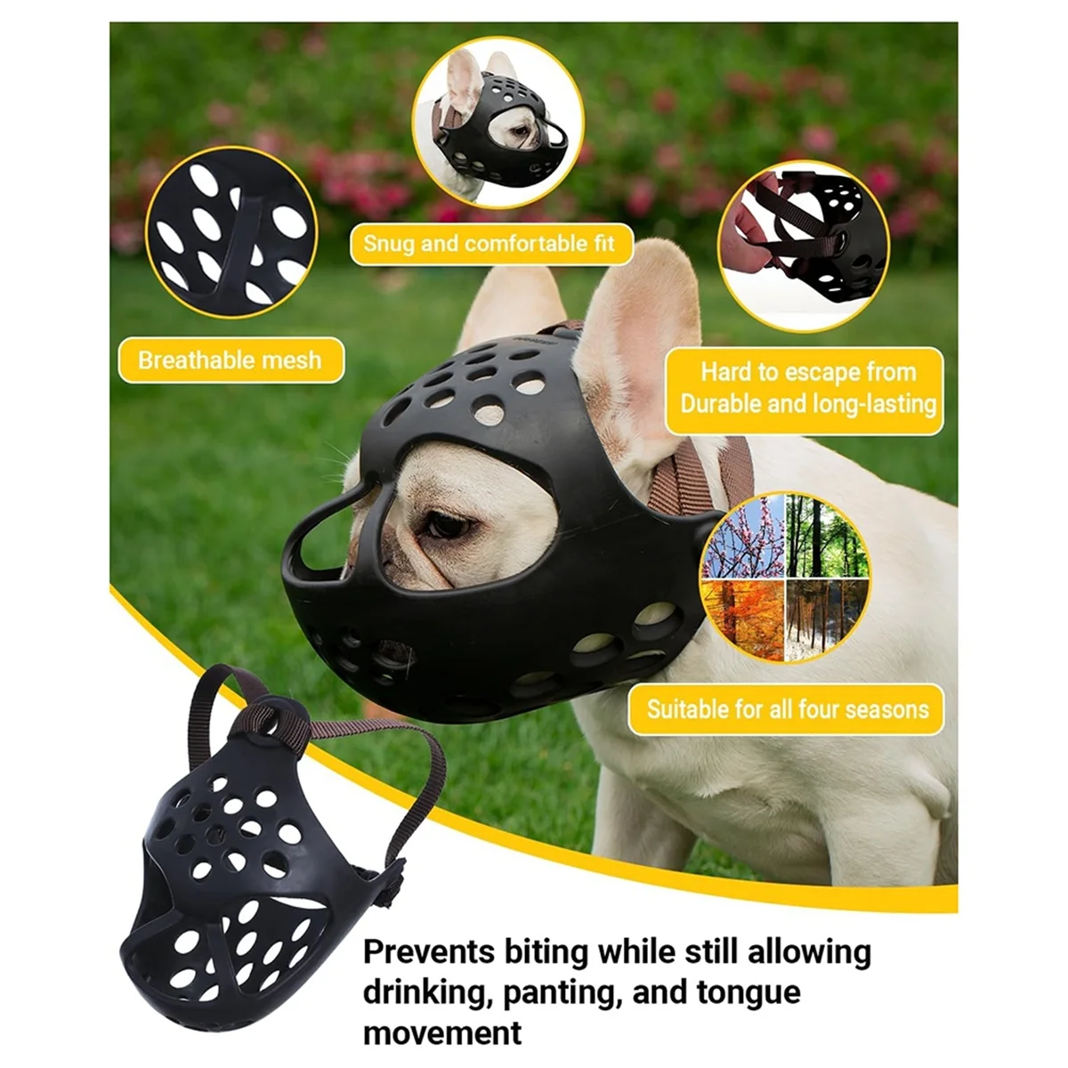 UNCL ناعم ومسامي ومضاد للعض، مناسب للتنظيف والمشي والتدريب - تصميم مريح للأنف S