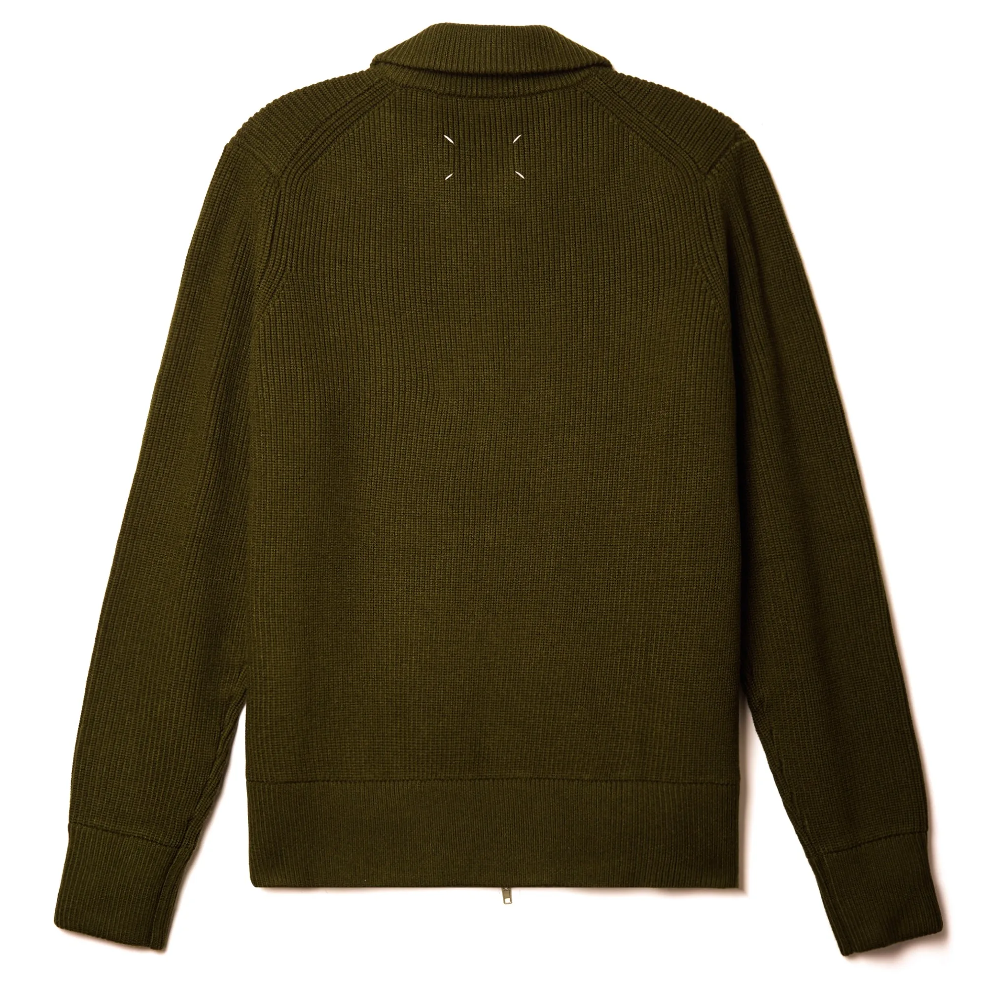 Four-cornered Navy Blue and Dark Green High-neck Standing Collar Wool Zippered Knit Cardigan Sweater Coat for Men