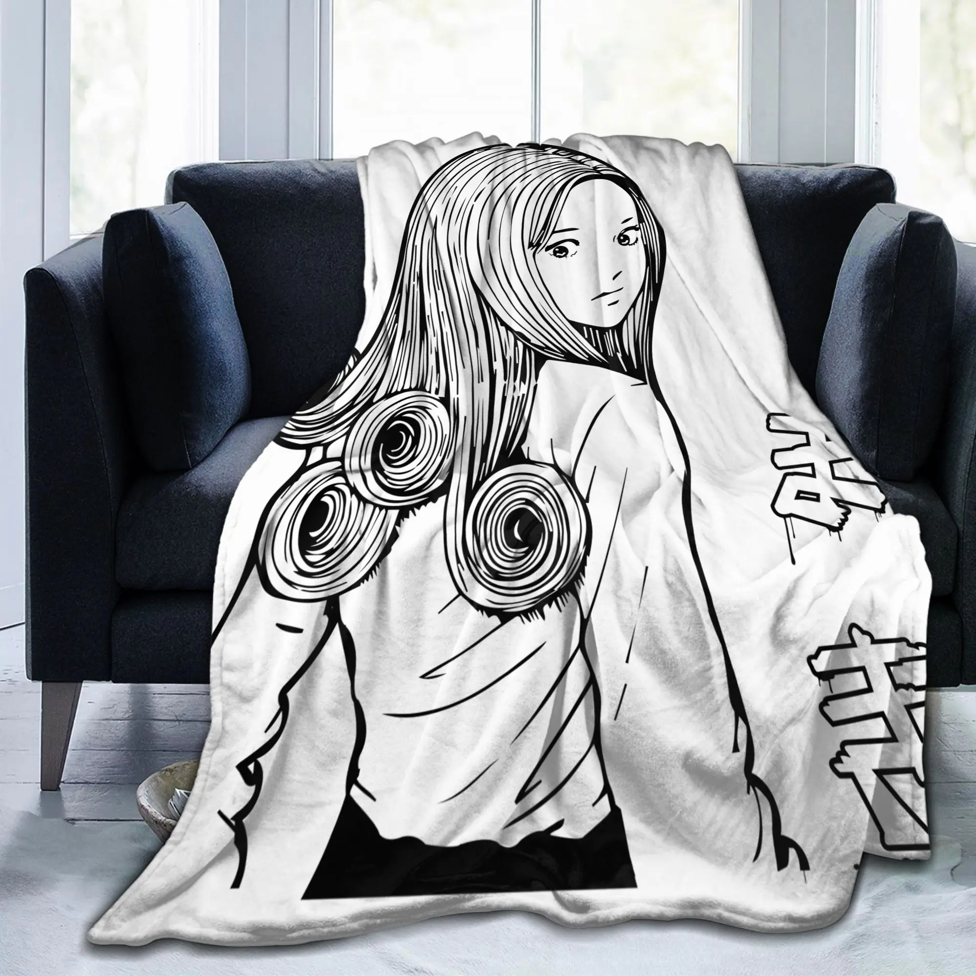 Tomie Junji Ito Uzumaki Blanket Kirie Goshima Japanese Horror Manga Flannel Funny Breathable Throw Blanket Bed Sofa Decoration
