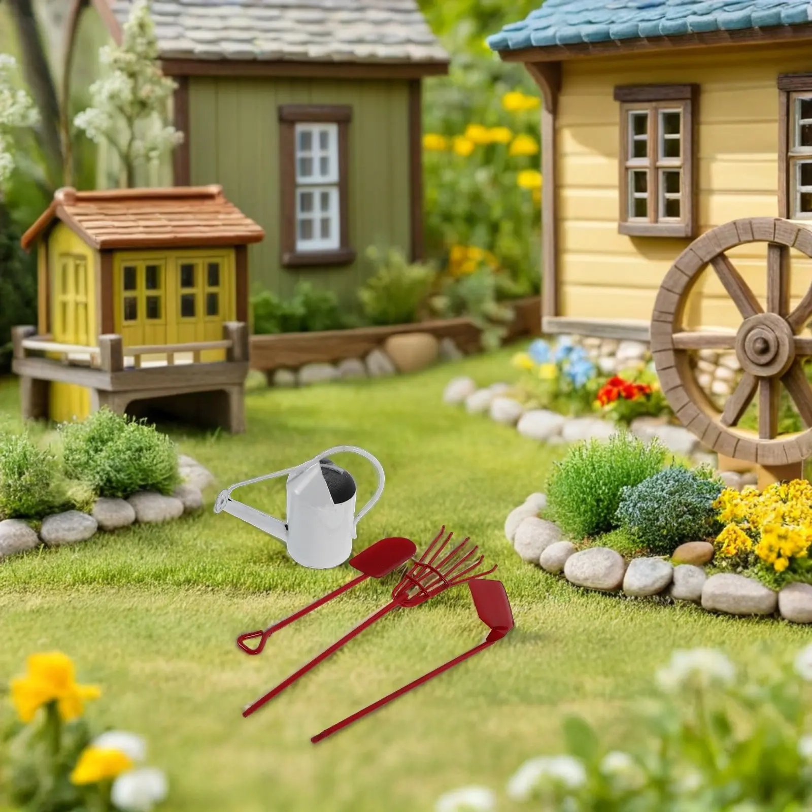 

1Set Miniature Gardening Tool Set Metal Mini Hoe Shovel Rake Watering Can Indoor Outdoor Micro Landscape Succulent Plants Tools