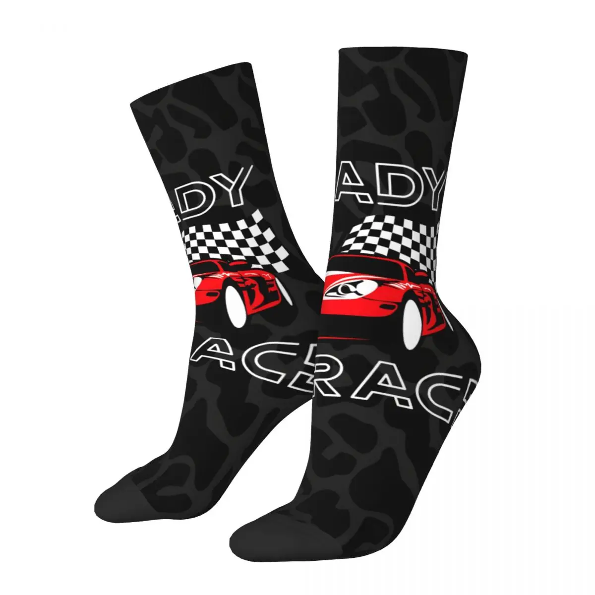 Crazy compression Themed Sock for Men Vintage Ready To Race Quality Pattern Crew Sock Novelty