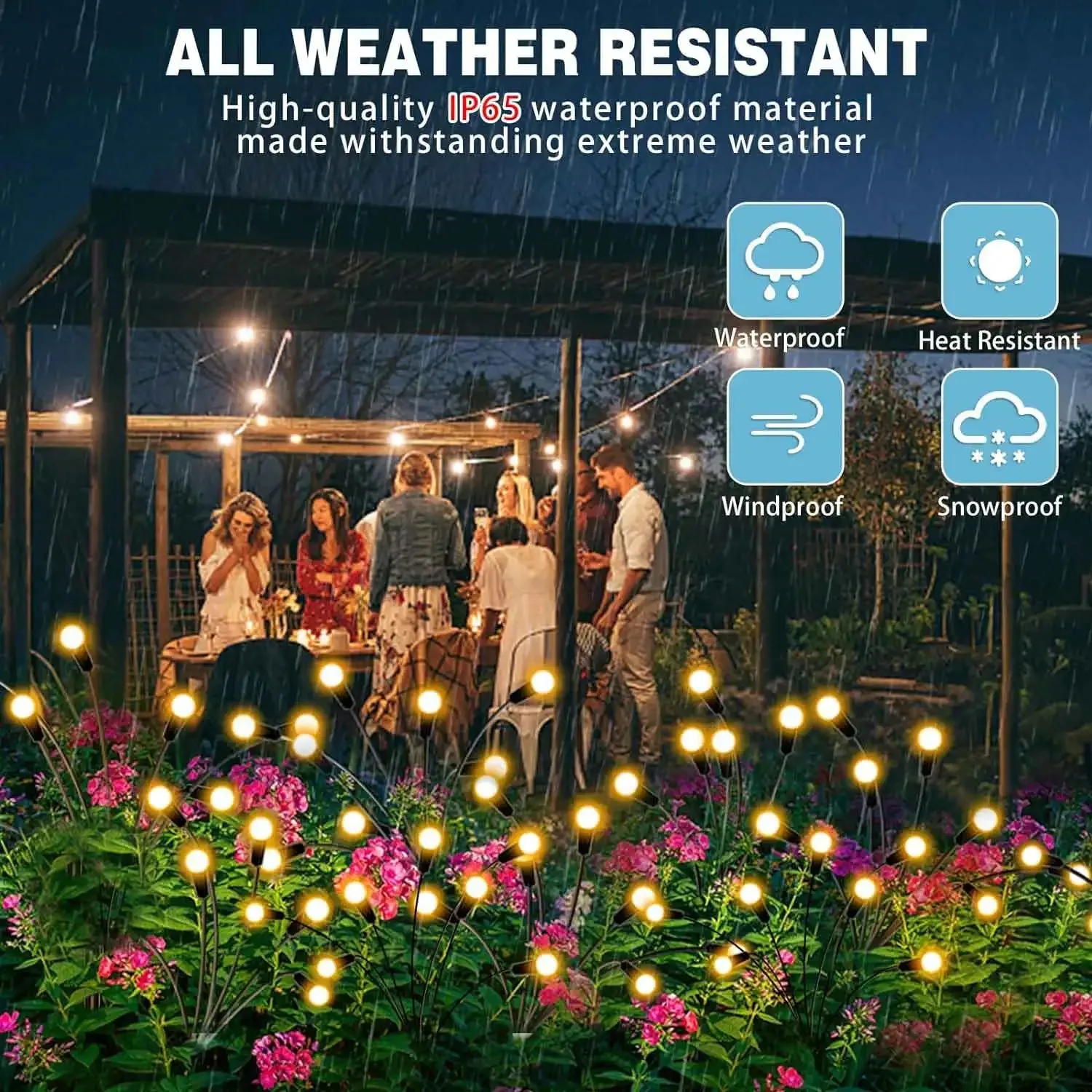 Solar Swaying Firefly Garden Light 10 Led, Warm White Ball Stake Waterproof Yard Patio Pathway Lawn Holiday
