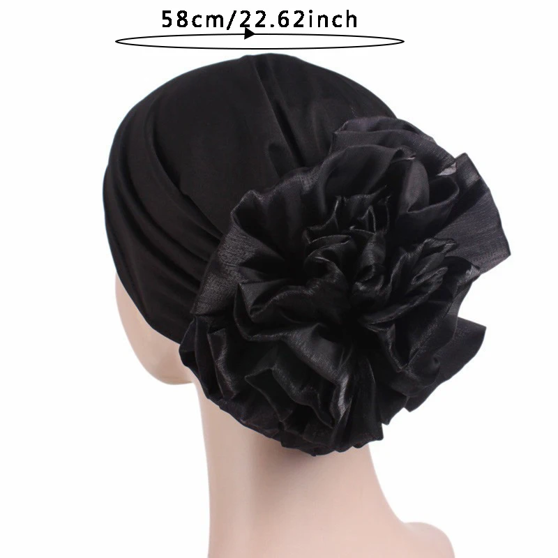 Fashion Muslim Women\'s Milk Silk Flower Turban Hijab Cap Elastic Cancer Chemo Hats For Hair Loss Head Scarf