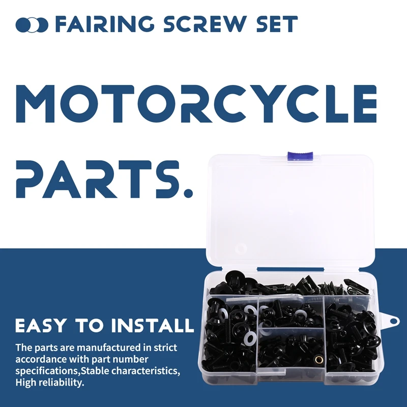 Super Sale 195Pcs Motorcycle Fairing Bolt Kit, Aluminum Screws Nuts Clips Fasteners Set for Motorcycle Fairing Screw Set Repair