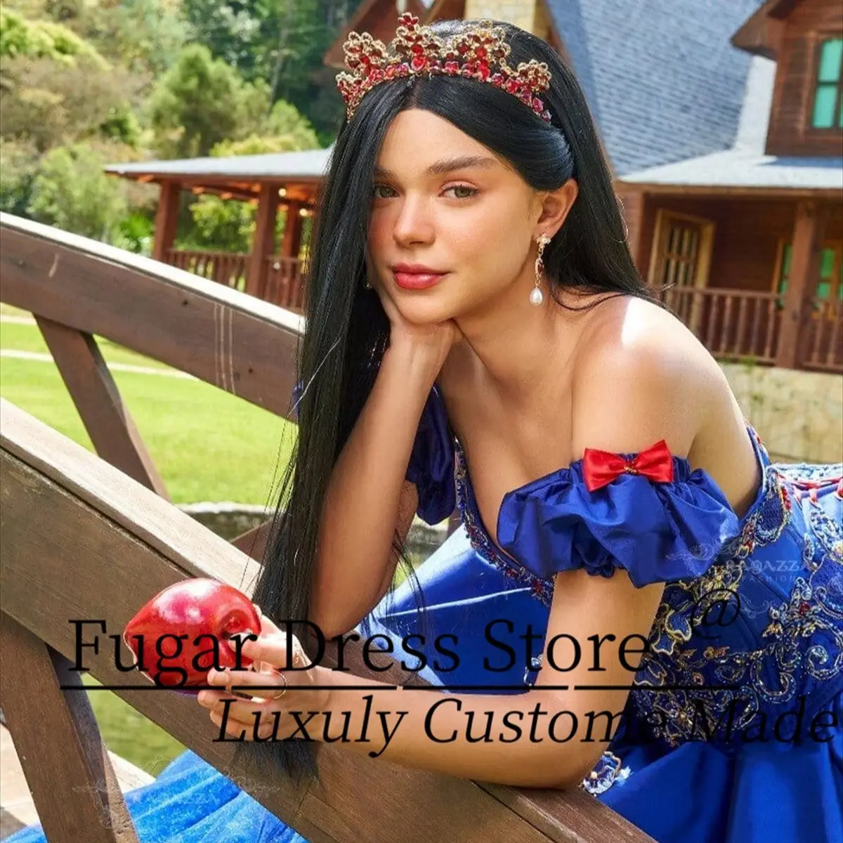 Royal Blue Snow White Sweetheart Ball Quinceanera แฟชั่นกระโปรงยาวลูกปัด Sweetheart Corset vestidos para niñas