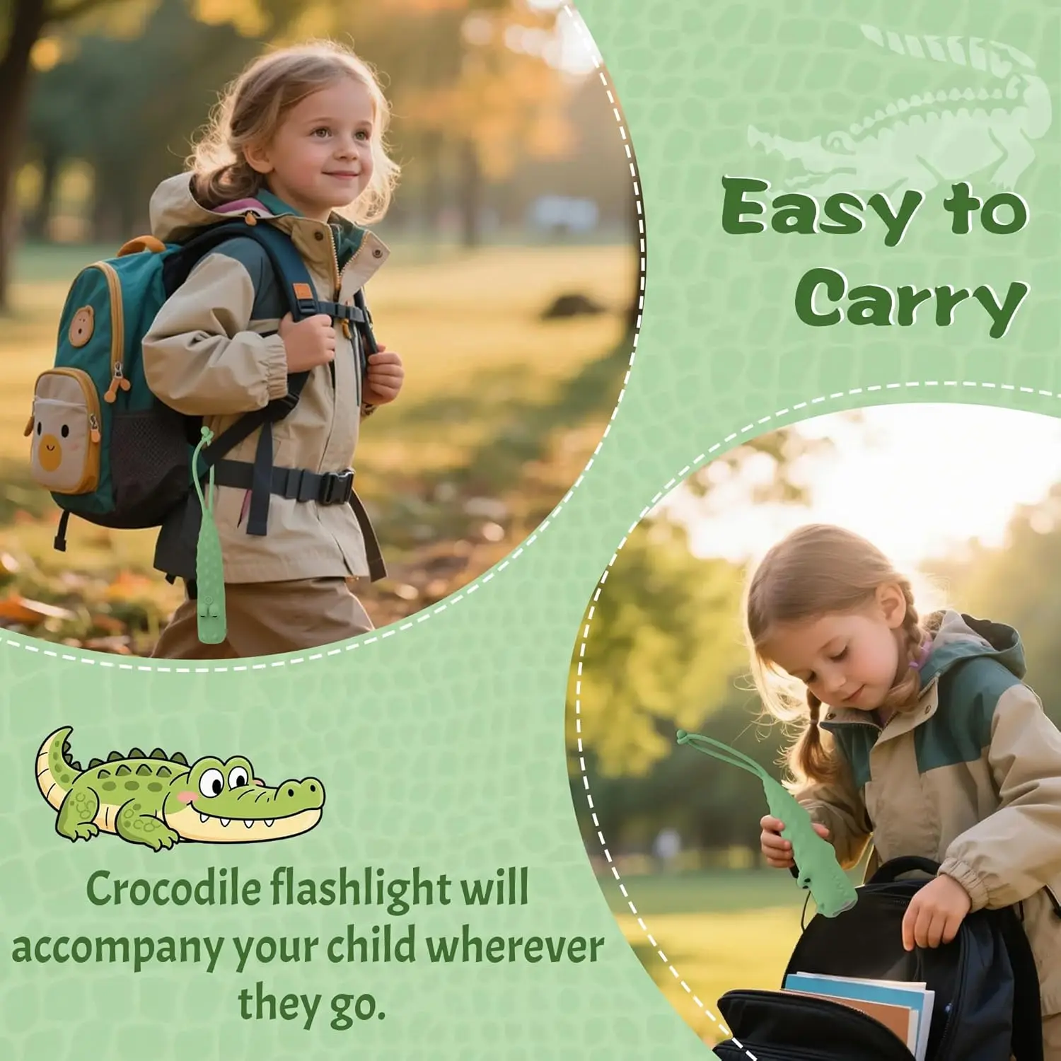 Kids Silicone Flashlight, Dimmable Rechargeable Night Light with Animal Design for Toddlers, Portable Torch for Home, Camping &