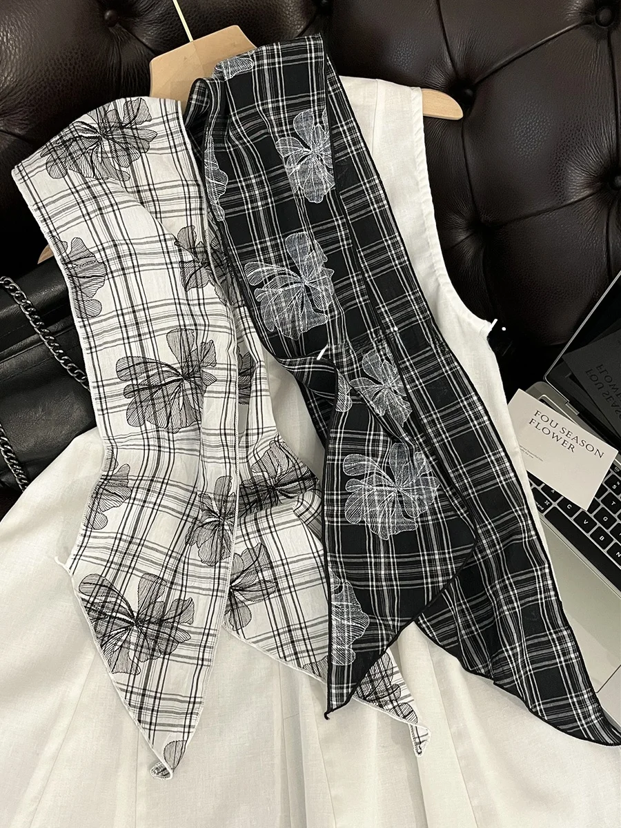 lenco-de-seda-longo-estilo-coreano-com-estampa-floral-e-xadrez-acessorio-decorativo-versatil-para-mulheres-moda-primavera-v