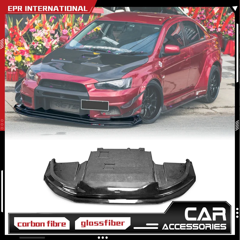 For Mitsubishi EVO 10 VRS Wide Ver. Style Fiberglass Front Lip With Diffuser FRP Fiber Glass Bumper Splitter With Undertray Kit