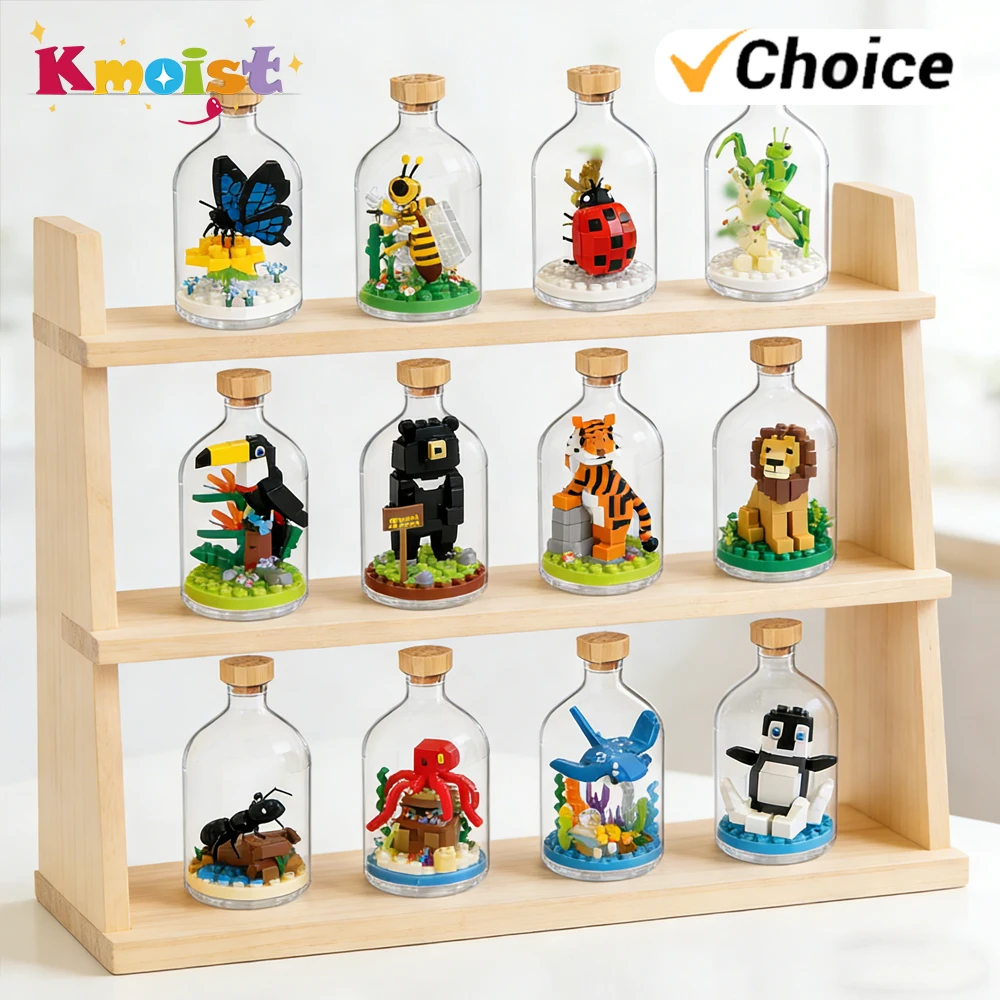Building Blocks Assembly Animal Series Creative Children's Toys Bottled Seahorse Educational Model Toys for Kid Birthday Gifts