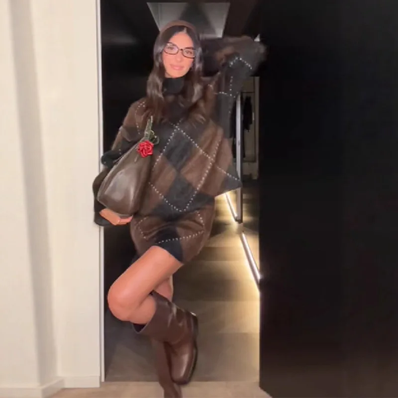 رقيق غامض متماسكة وهمية الرقبة سترة قطرة الكتف كم طويل لينة 2025 الخريف الكلاسيكية مريحة المرأة البلوز السببية خمر سيدة