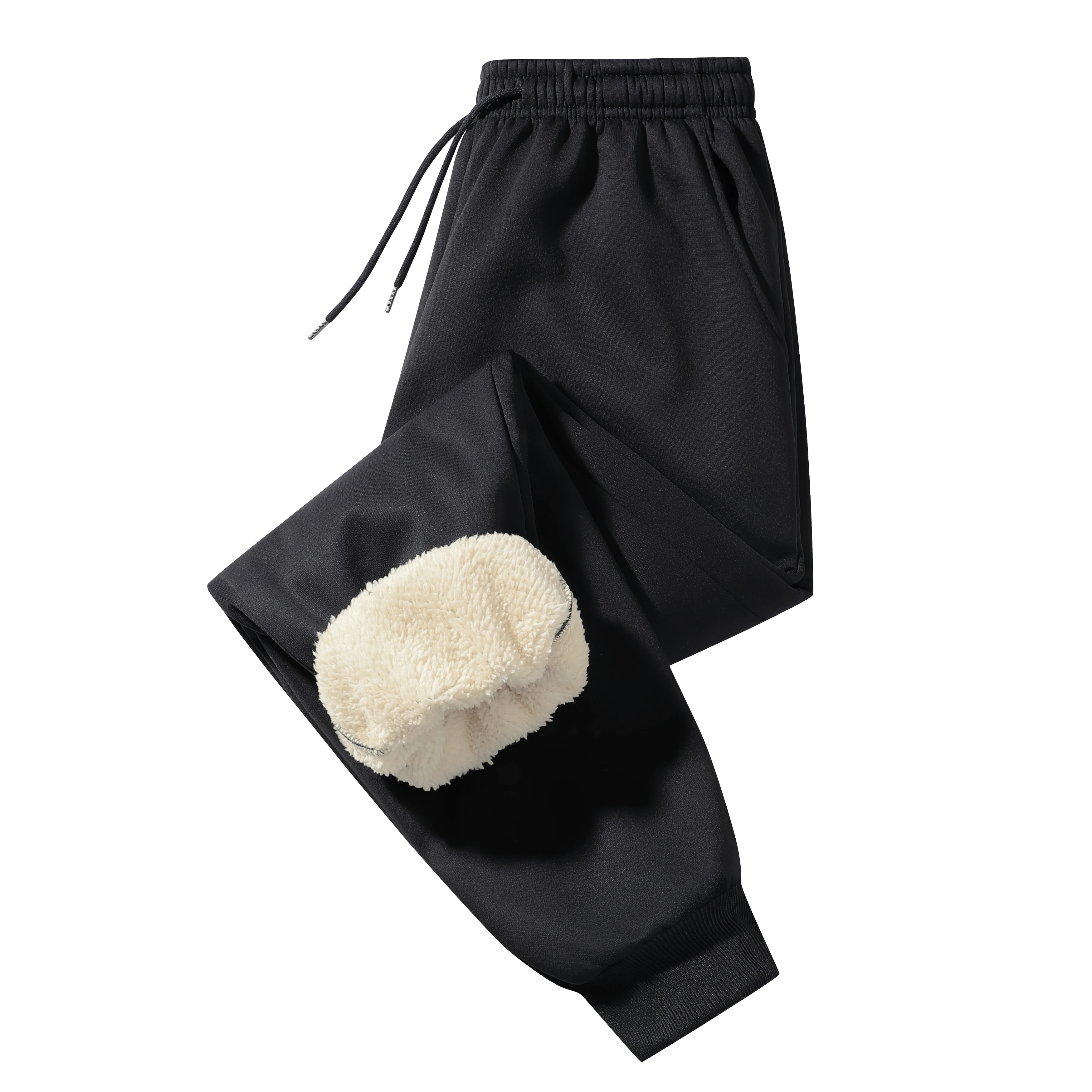 Herrenhosen für Herbst und Winter, mit Fleece gefüttert, als Oberbekleidung geeignet, Freizeit- und Sport-Sweatpants aus warmer Lammwolle. – Detail 2