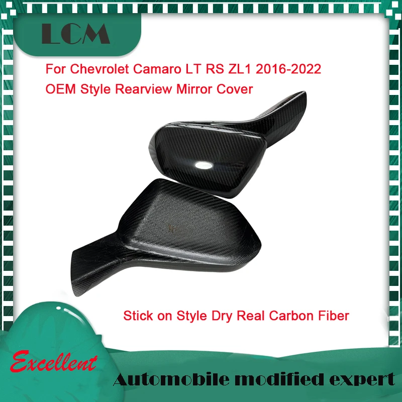 For Chevy Camaro LT/SS/RS/ZL1 2016-22 Rearview Side Mirror Cover For Chevrolet Wing Cap OEM Style/OX Horn Style Dry Carbon Fiber