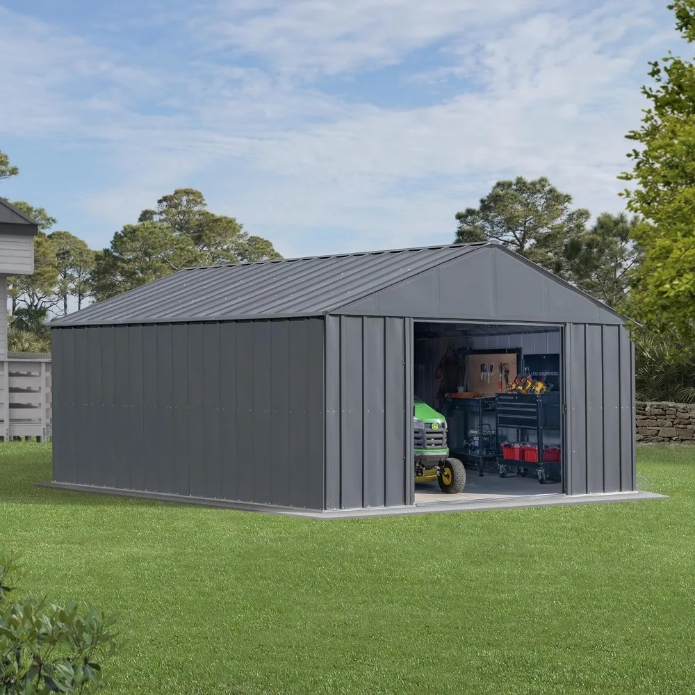 Outdoor heavy-duty galvanized steel sturdy metal storage shed 12x14FT, suitable for terrace gardens