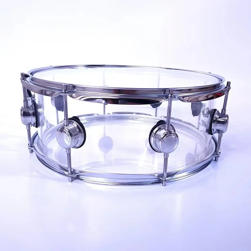 

14-inch Acrylic Transparent Small Drum with Backpack Strap Professional Marching Drum