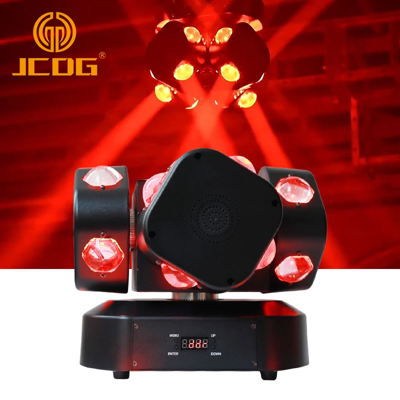 

JCDG Rgbw 4 Heads 16pcs rotation Beam Dmx512 Moving Head Light For Dj Disco Dance Hall Ktv Bar Stage Laser Lights