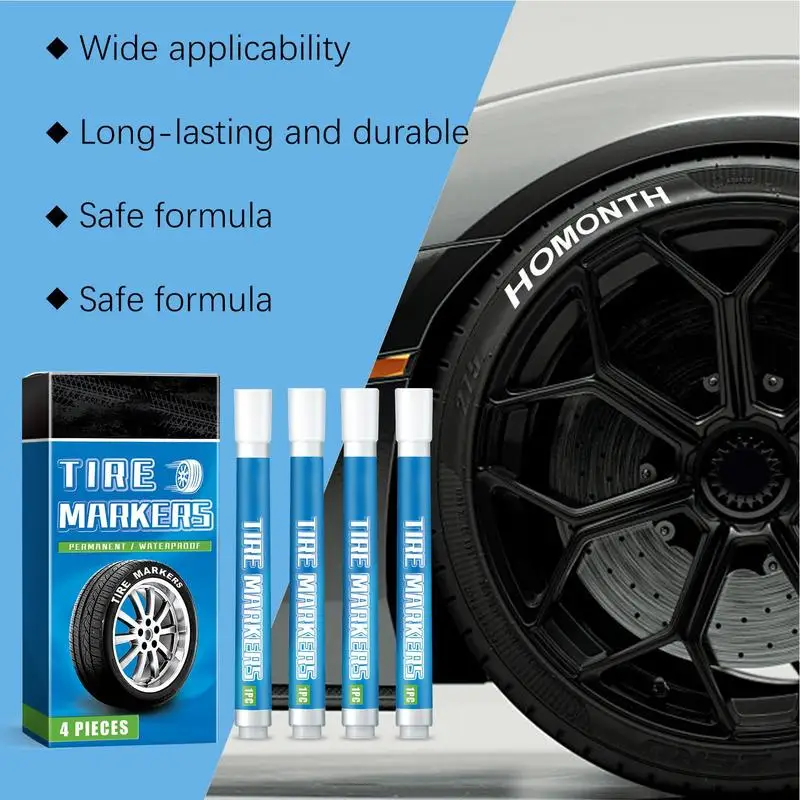 For Refer To Description White Tire Paint Marker Permanent White Paint Marker Oil-Based Waterproof Marker Pen Car Supplies For