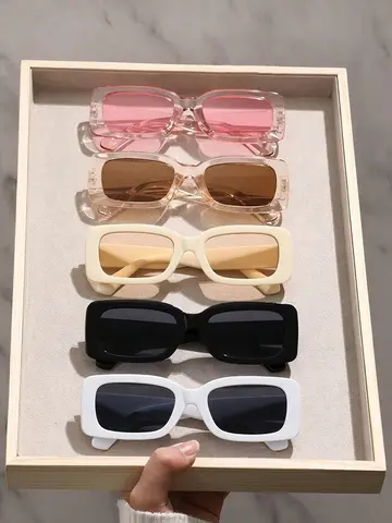 2/5PC S 플라스틱 패션 직사각형 프레임 여성 선글라스 일상 생활 남성 안경 휴가 복장 비치 파티 액세서리.