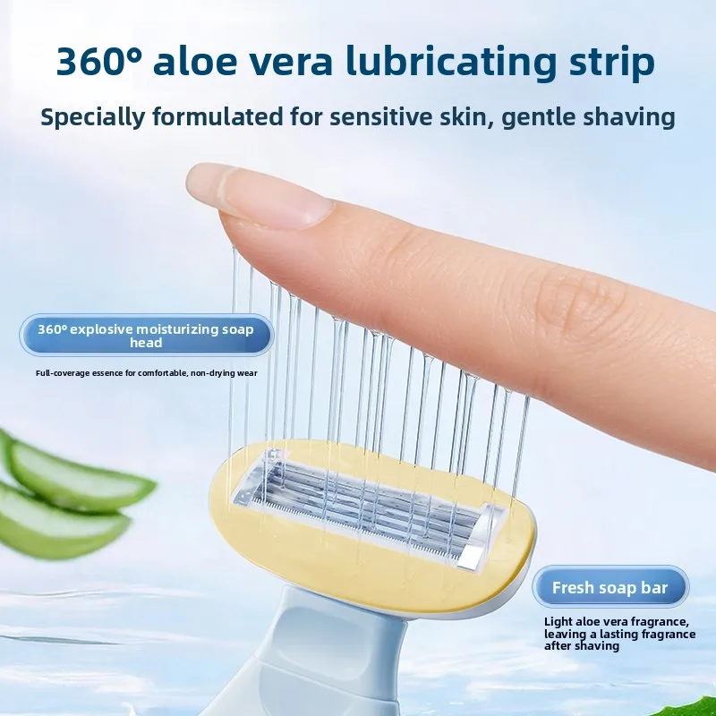 LISHU Shaver Razor with Aloe Vera Lubricating Strip for Legs Underarm Face Bikini Hair Removal Portable Travel 5-Layer Blades