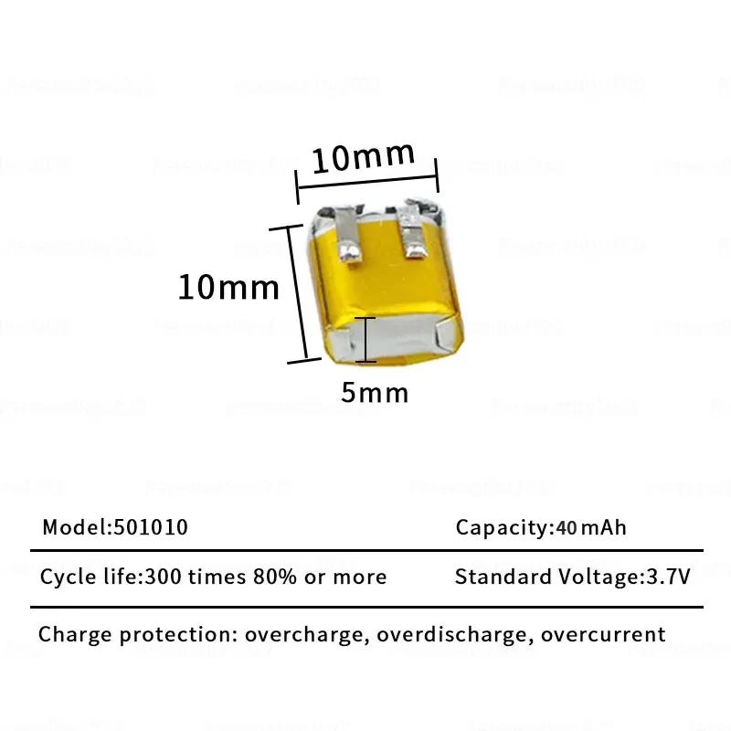 501010 3.7V 40mAh Lipo Rechargeable Polymer Lithium Batteries for Bluetooth Headset Mp3/mp4 Smart Watch GPS Battery ​​​​​​​