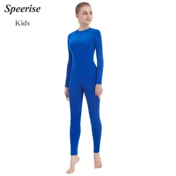 Girls Unitard Gymnastics Toddlers Back Zipper Yoga Full Bodysuit Ballet Nylon Spandex Long Sleeve One-piece Dance Suit Dancewear