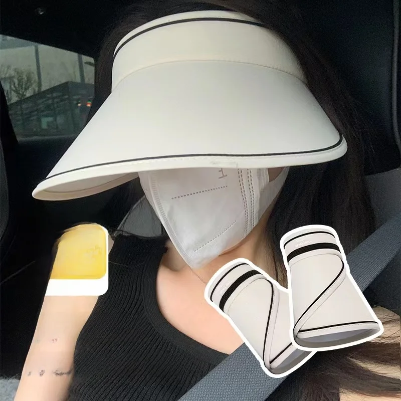 Women's Summer UV Protection Hat UPF50 Foldable Wide Brim Cycling Sun Hat Emp Top Capacious Pocket Handkerchief Brand Páng Hán