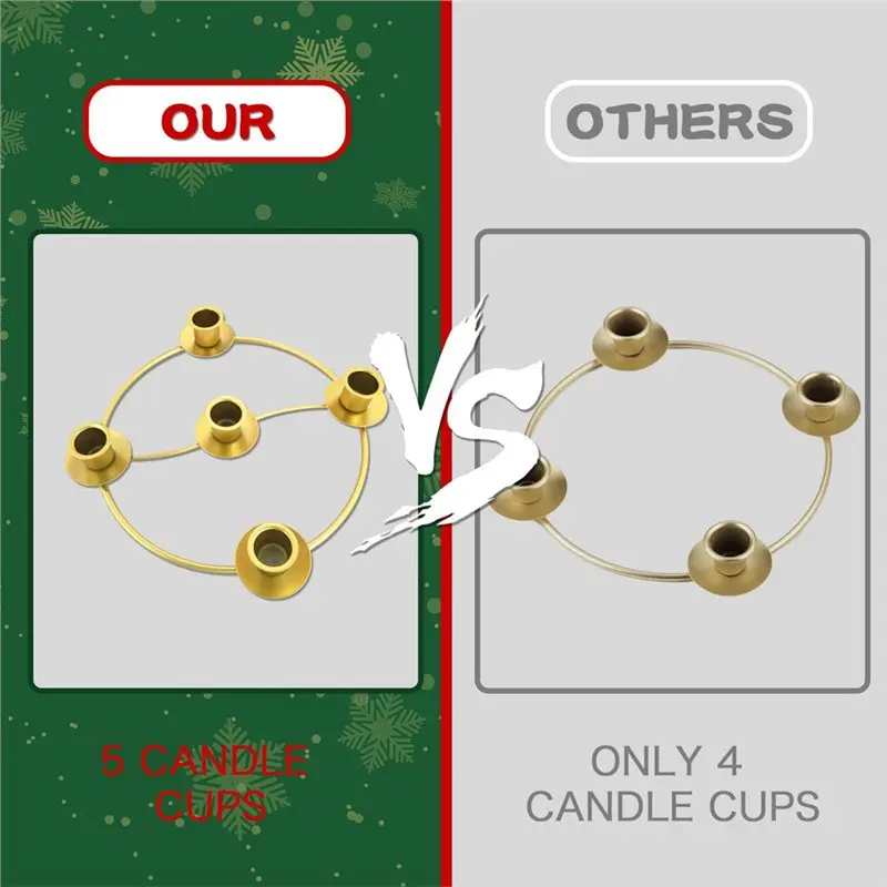 【FLASH-SALE!】For Christmas Holiday For Home Decor 4 Pack Advent Wreath Candle Holders, Table Decoration Ring Design