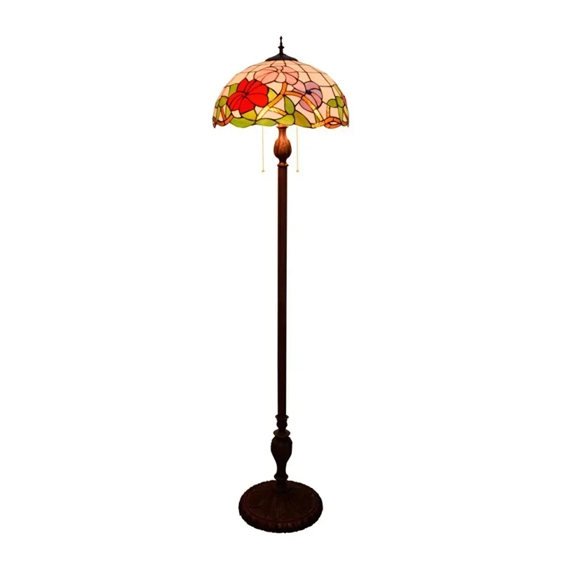

40CM Tiffany living room dining room floor lamp American red festive decoration retro morning glory