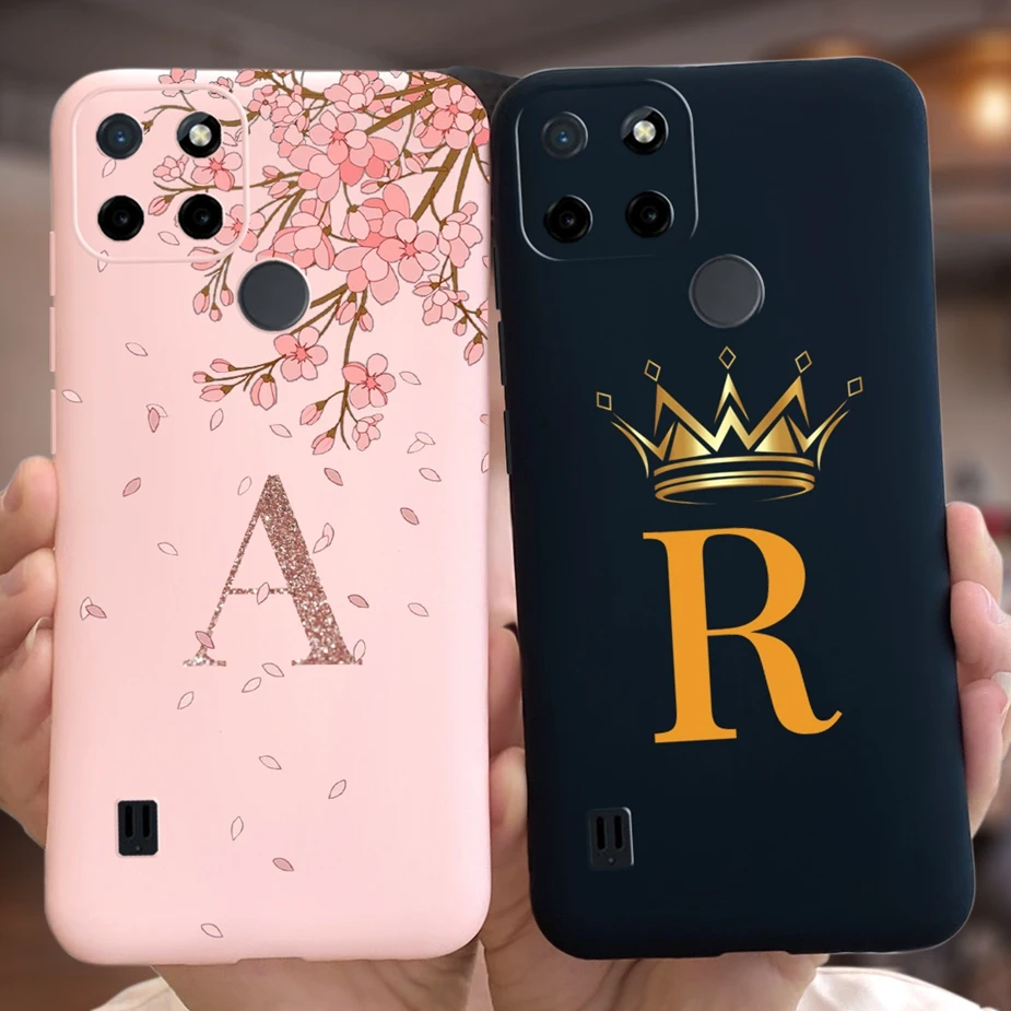 For Realme C21Y Case RealmeC21 Y Cute 26 Letters Cover Silicone Soft TPU Phone Case For Realme C21 C 21 Y C25Y Back Cover Bumper