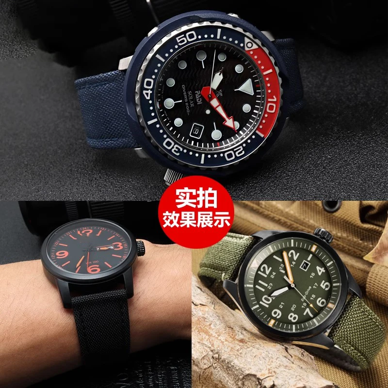 Для Citizen Seiko Casio Tissot ремешок для часов мужские аксессуары для часов водонепроницаемый холст ремешок для часов 18 мм 19 мм 20 мм 21 мм 22 мм 23 мм 24 мм