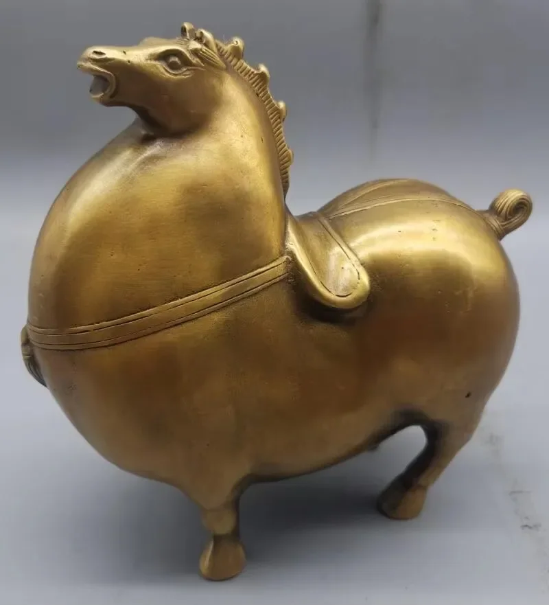 Collection China Brass Archaize Tang Dynasty Horse Crafts Statue