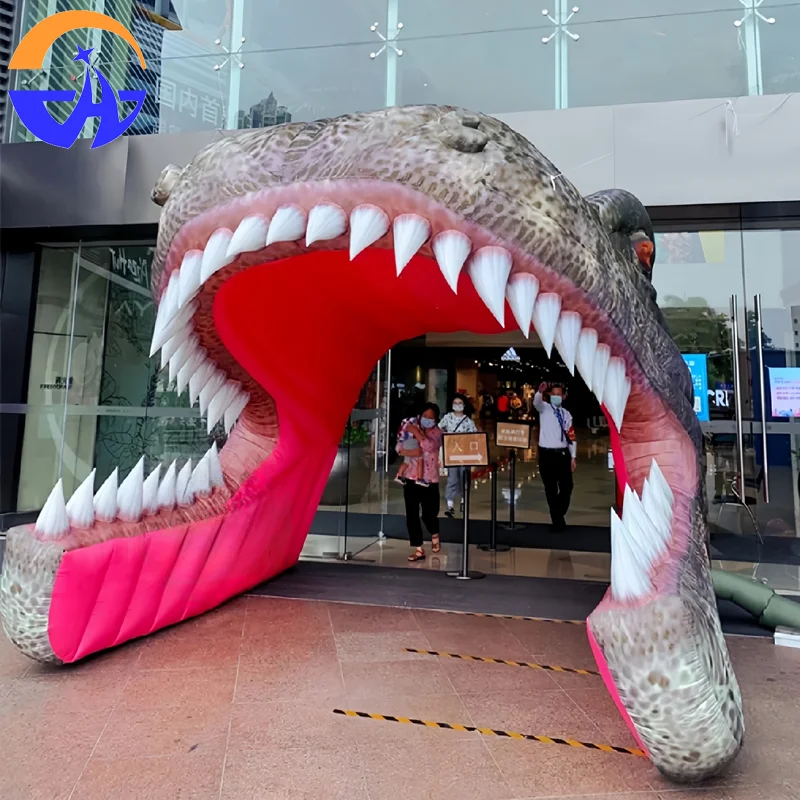 Nadmuchiwany realistyczny łuk z głową T-Rexa, model powietrzny, dekoracja przejścia z modelem dinozaura, ozdoba parku dinozaurów