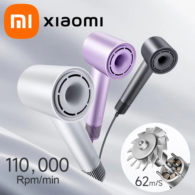 XIAOMI-secador de pelo de anión MIJIA H501, secador de pelo de alta velocidad, 62 m/s, 1600W, 2 minutos de secado rápido, cuidado profesional del cabello, Lon negativo