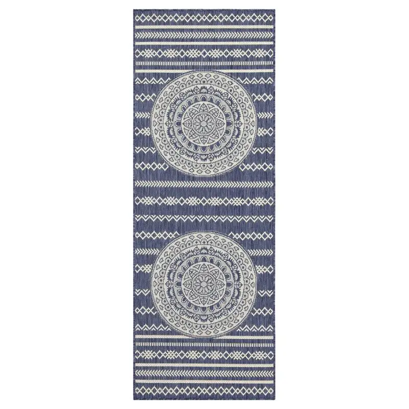 Blauer 7'10" x 10'3" Innen-/Außenbereichsteppich